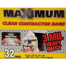 GARBAGE BAGS MAXIMUM CLEAR 32pk 33"x48"