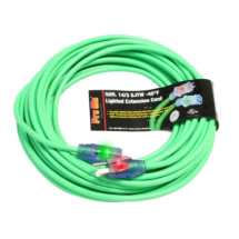 CORD EXTENSION PRO GLO 14/3 x 50'/15m GRN SGL