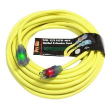 CORD EXTENSION PRO GLO 12/3 x 50'/15m YEL SGL